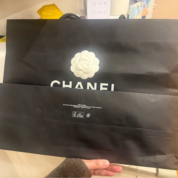 CHANEL Black Box Top with White Camellia and Logo - Picture 2 of 2